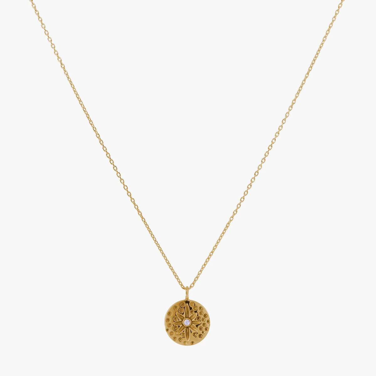 Yellow Gold Vermeil Floral Disc Necklace - Adjustable Chain