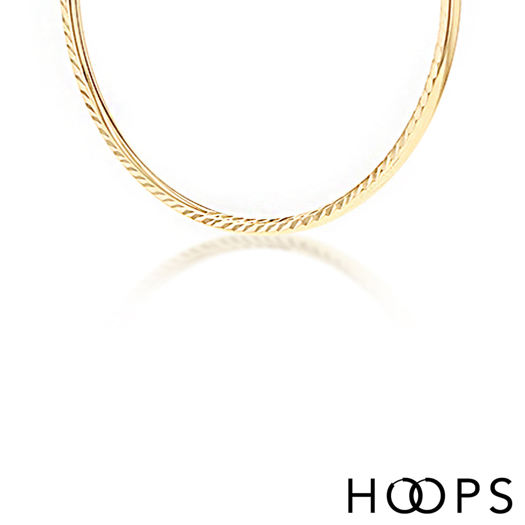 9ct Yellow Gold Faceted 52mm Hoop Earrings image 1