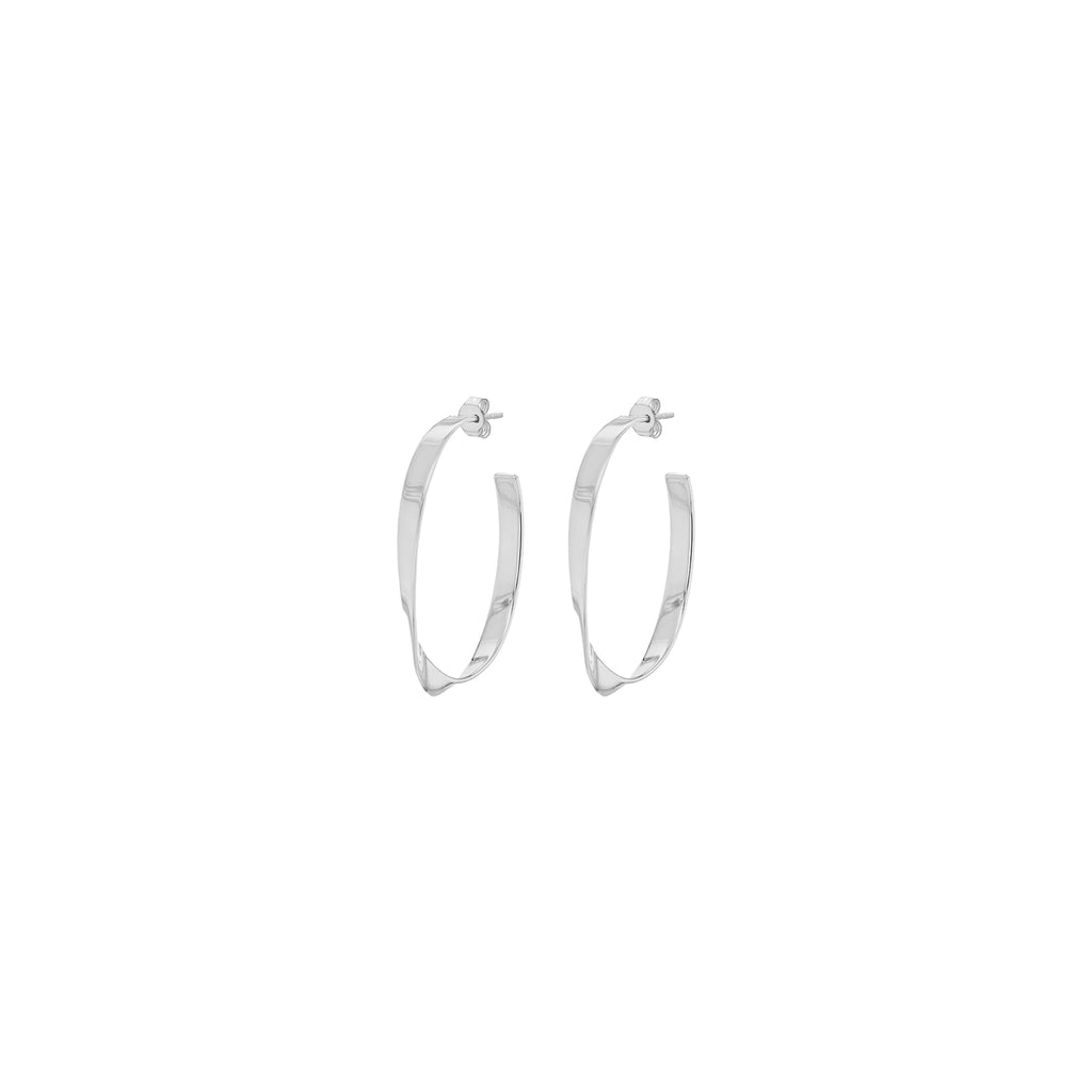 Sterling Silver 37mm Flat & Twist Hoop Earrings image 2