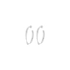 Sterling Silver 37mm Flat & Twist Hoop Earrings image 2