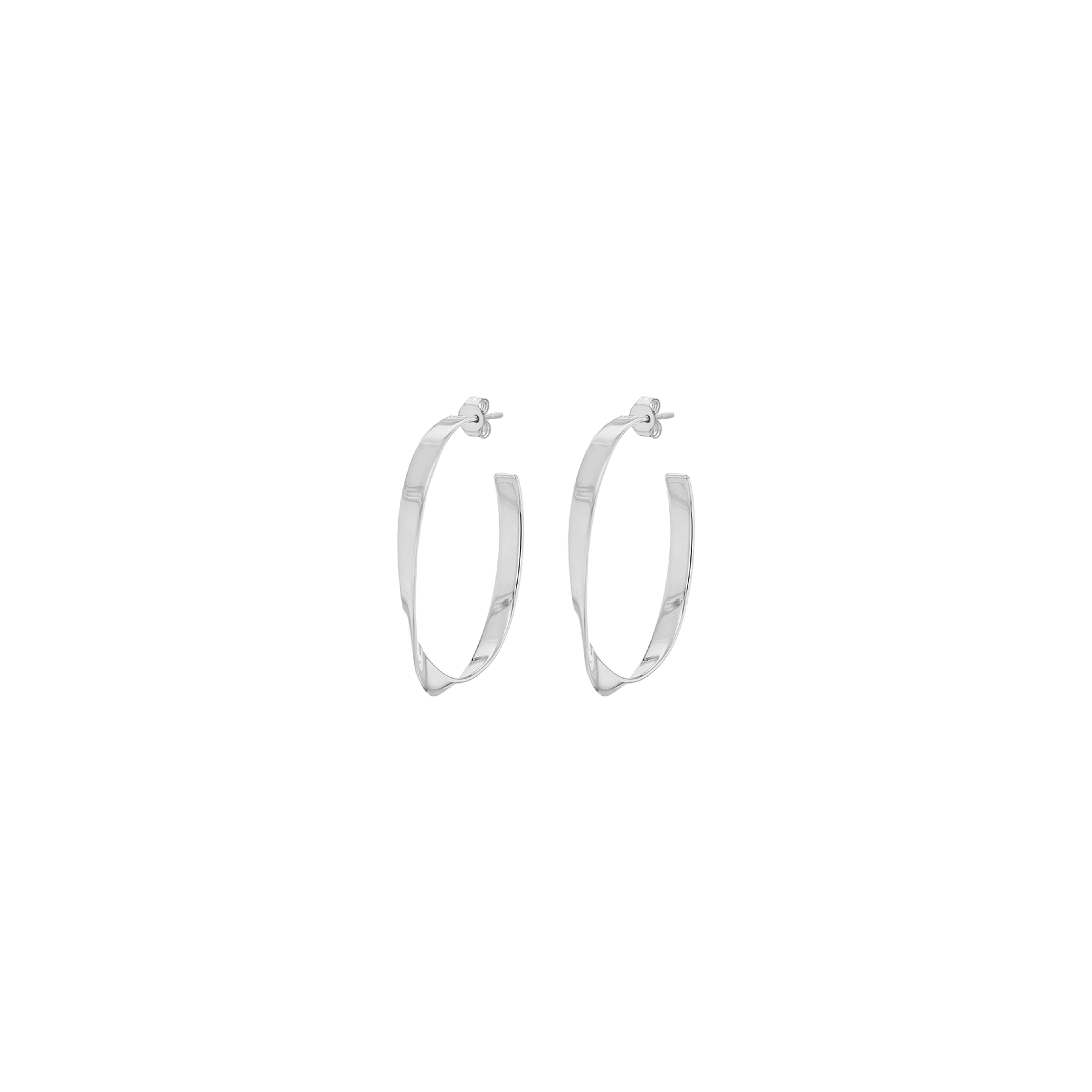 Sterling Silver 37mm Flat & Twist Hoop Earrings image 2