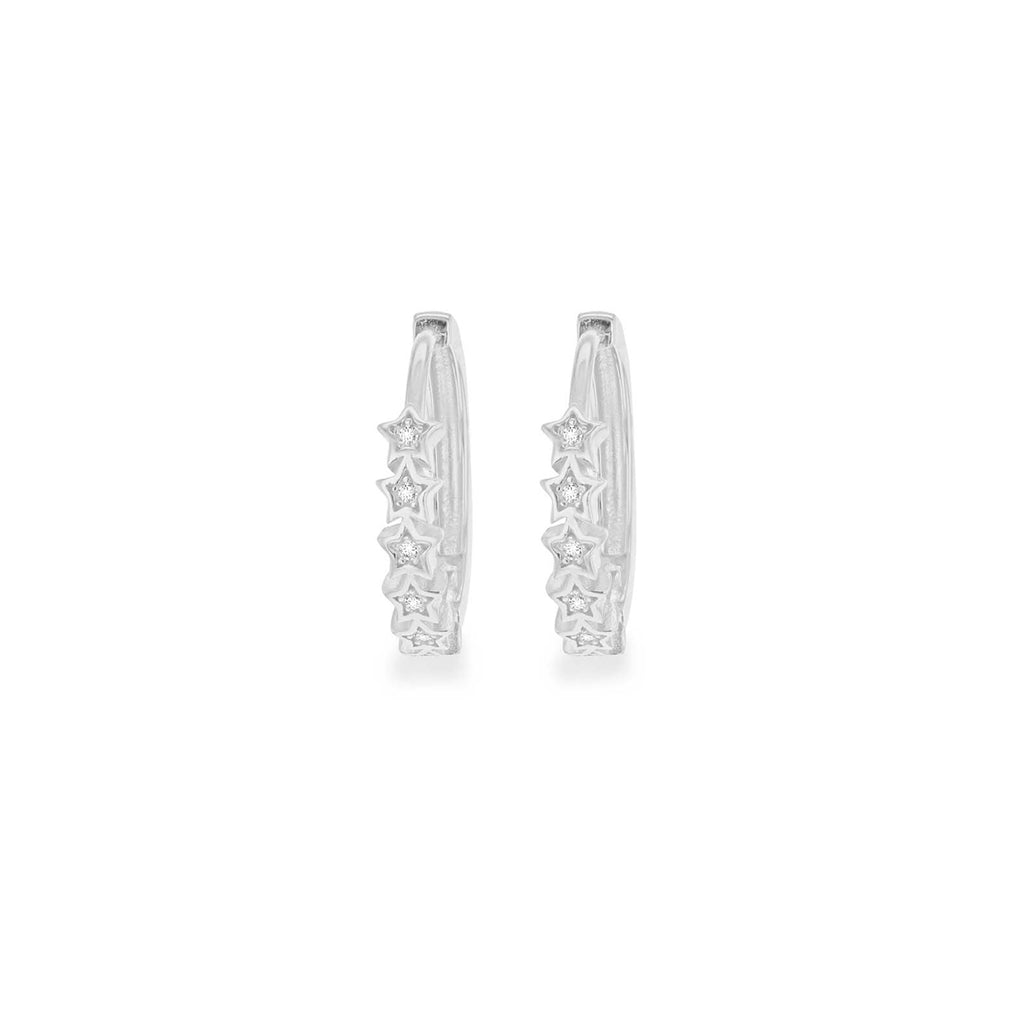Sterling Silver Stars Huggie Hoop Earrings image 2