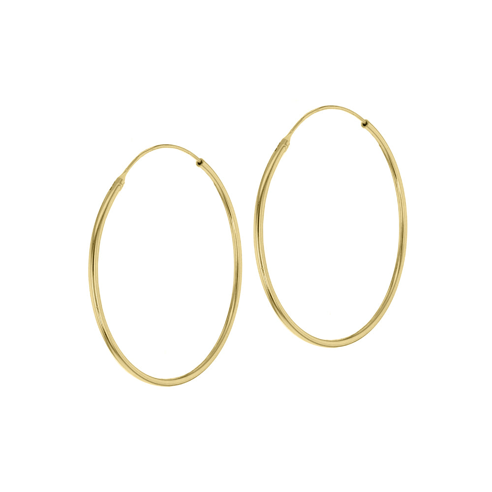 9ct Yellow Gold 40mm Plain Sleeper Hoop Earrings image 0