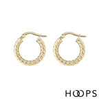 9ct Yellow Gold 15mm Design Hoop Earrings image 0