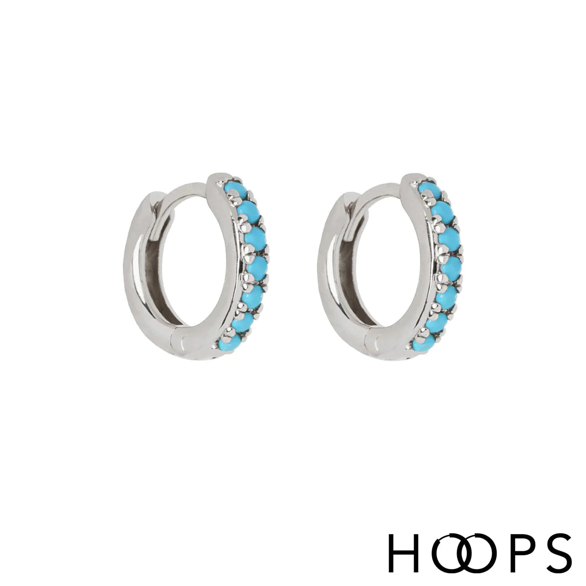 Sterling Silver Mini Turquoise Elva Huggies image 2