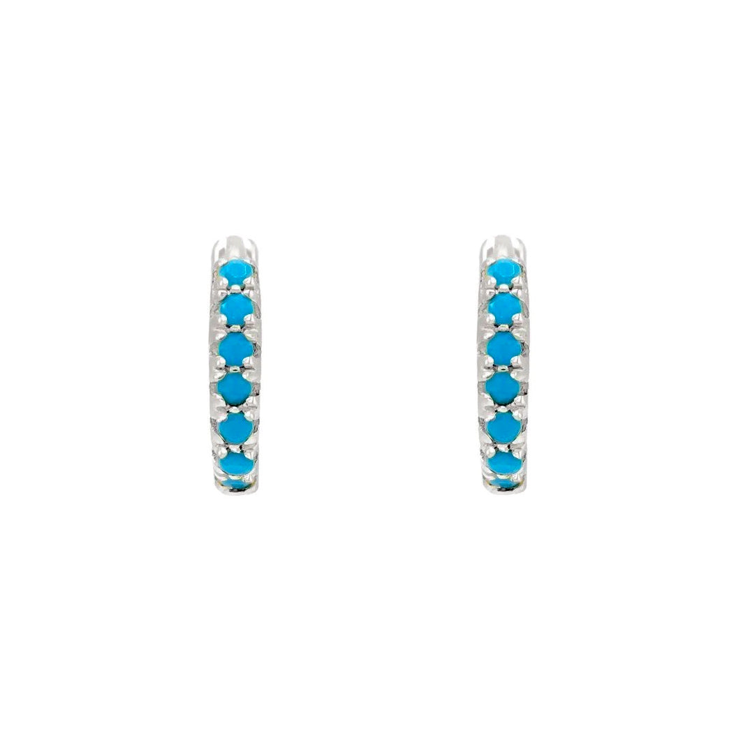 Sterling Silver Mini Turquoise Elva Huggies image 1