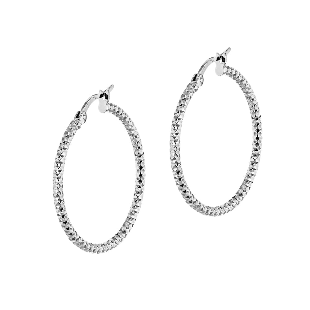 Sterling Silver Thick 50mm Forever Bead Hoop Earrings image 2