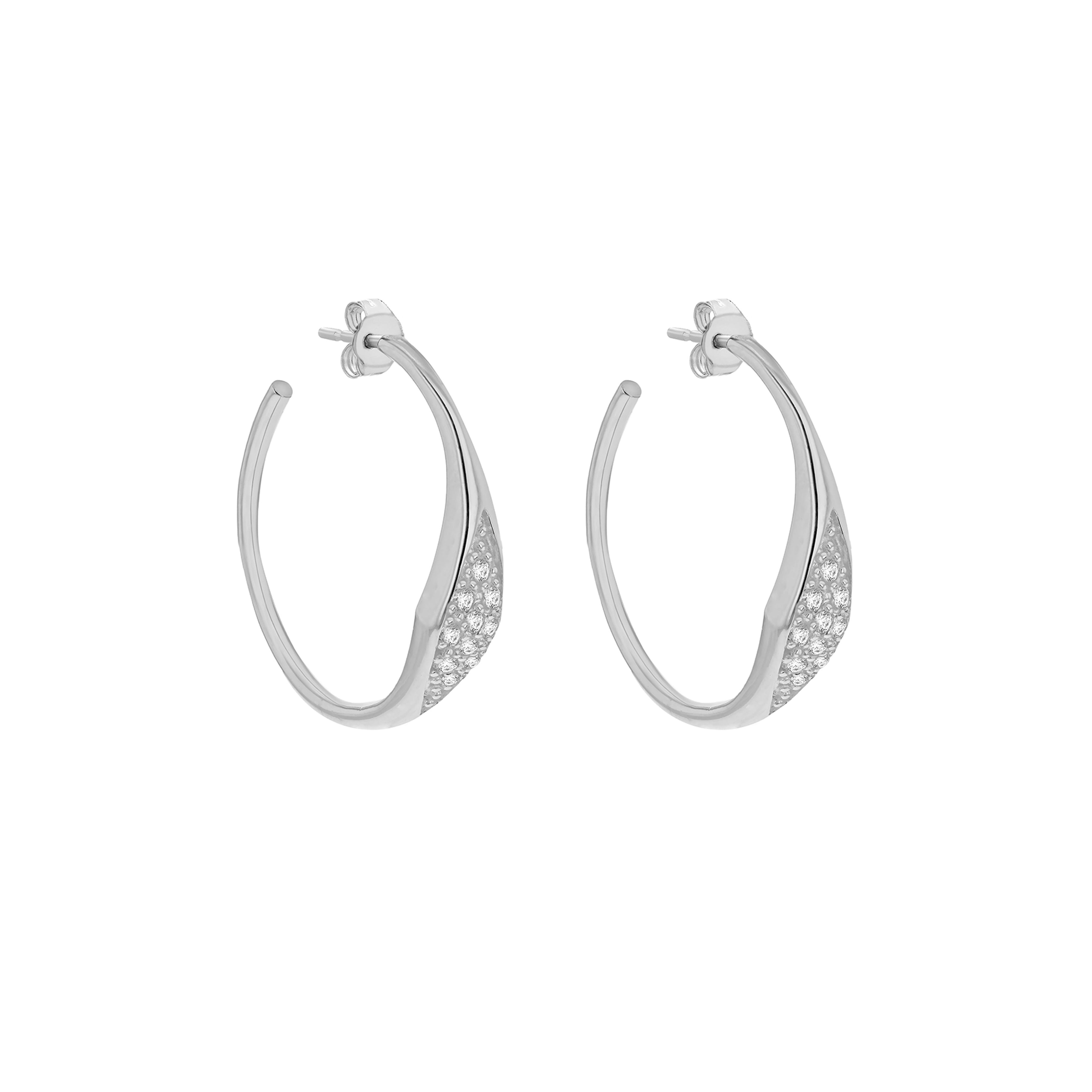 Sterling Silver Stone Set Design Hoop Earrings image 0
