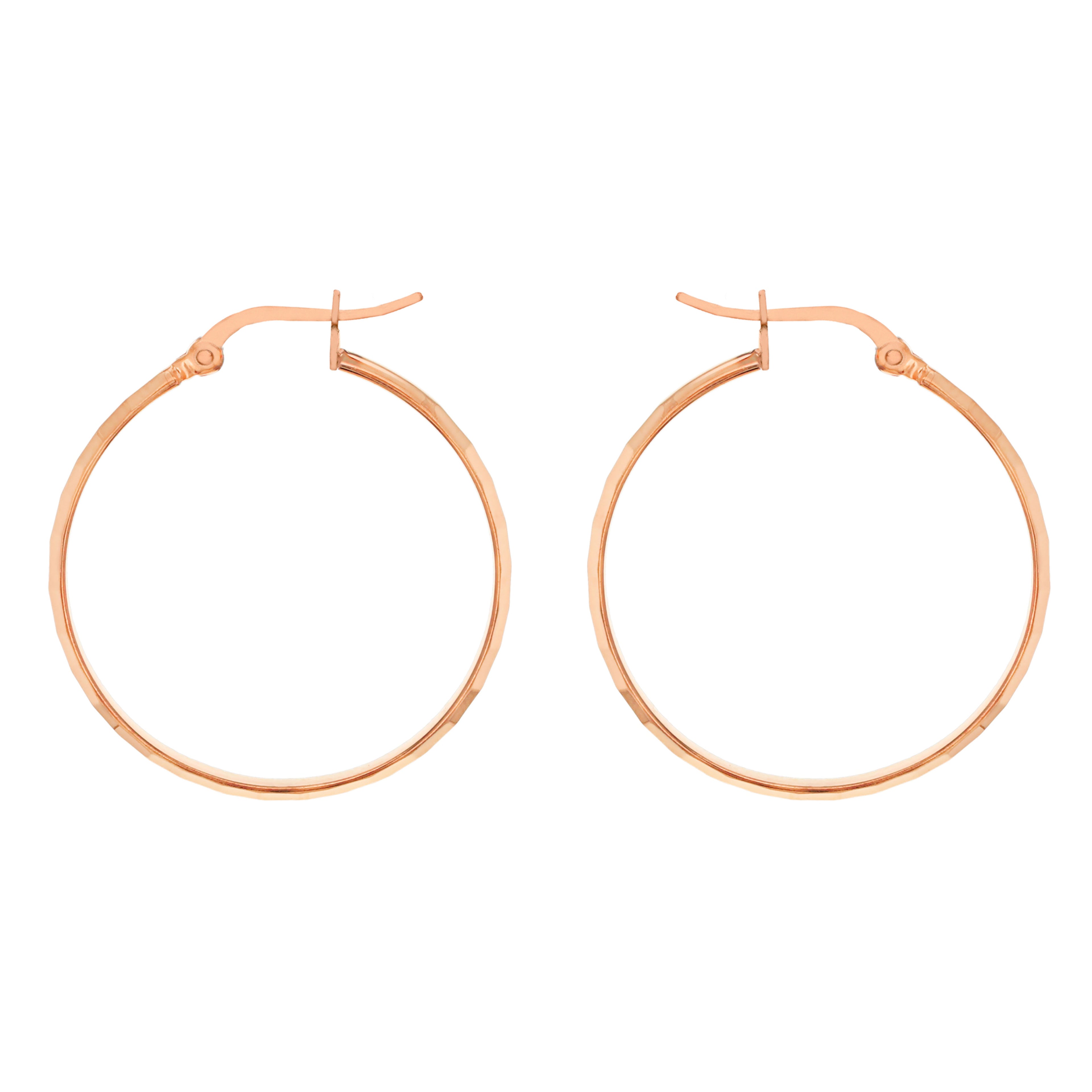 Rose Gold Vermeil Diamond Cut 30mm Hoop Earrings image 4
