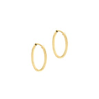 9ct Yellow Gold 15mm Plain Sleeper Hoop Earrings image 0