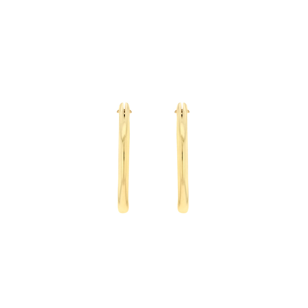 9ct Yellow Gold 13mm Plain Sleeper Hoop Earrings image 1