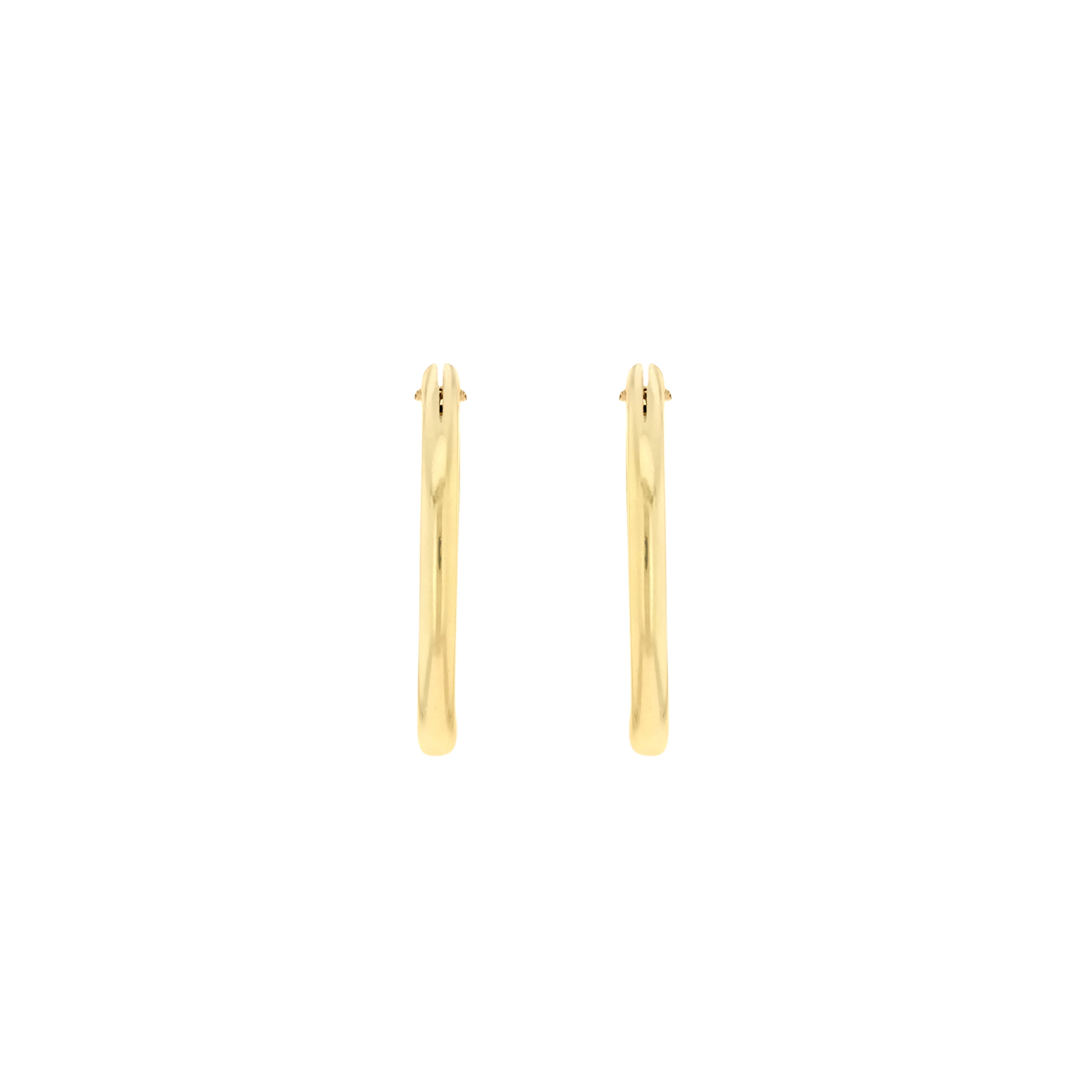 9ct Yellow Gold 13mm Plain Sleeper Hoop Earrings image 1