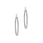 Sterling Silver Thick 50mm Forever Bead Hoop Earrings image 3