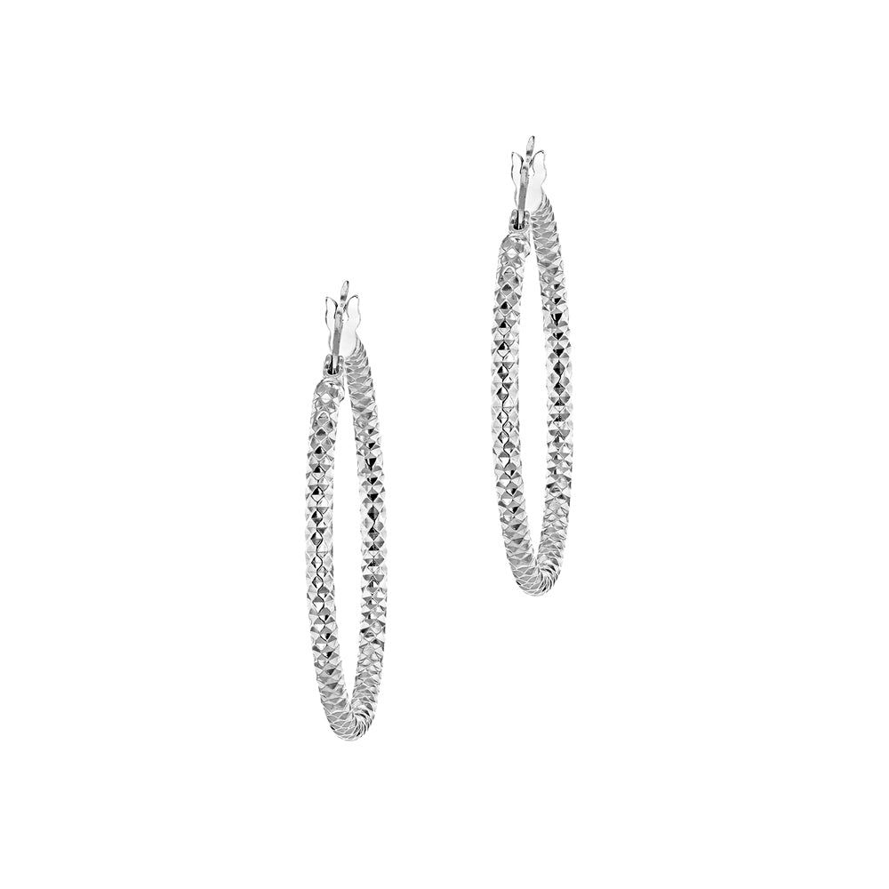 Sterling Silver Thick 50mm Forever Bead Hoop Earrings image 3