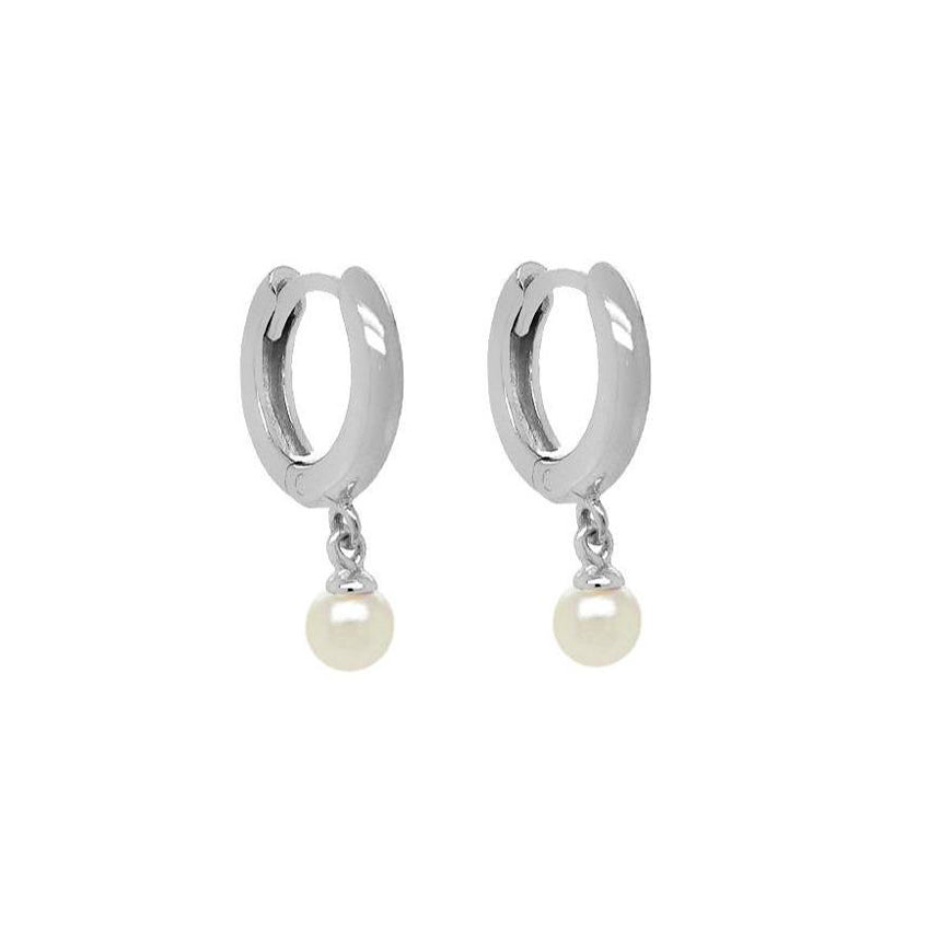 Sterling Silver Mini Pearl Drop Anna Huggies image 0