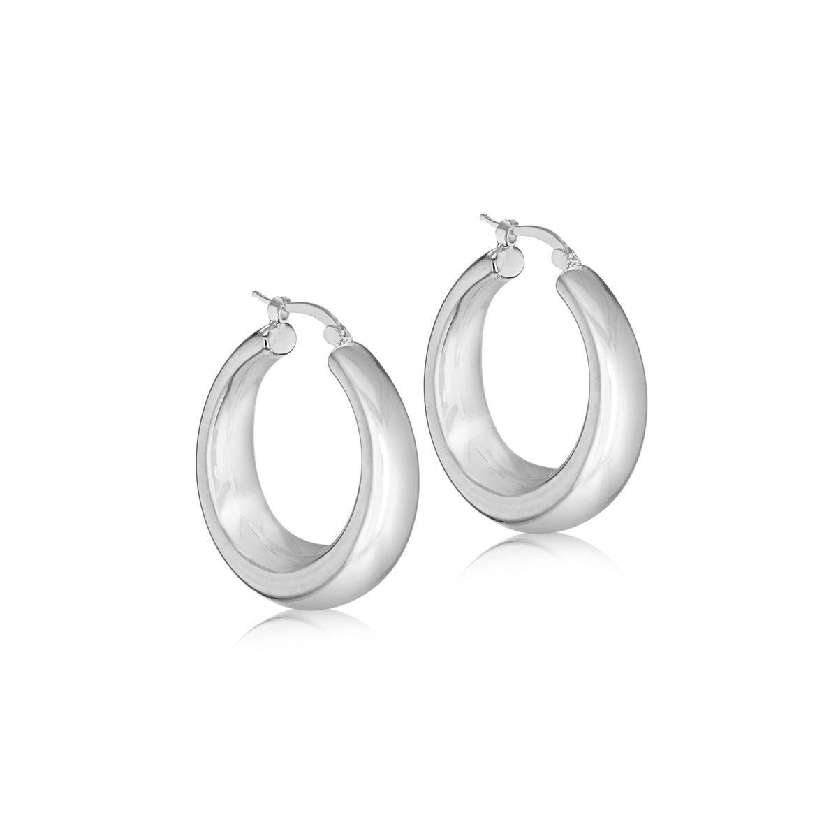 Silver 30mm x 10mm Thick Graduated Hoops image 0