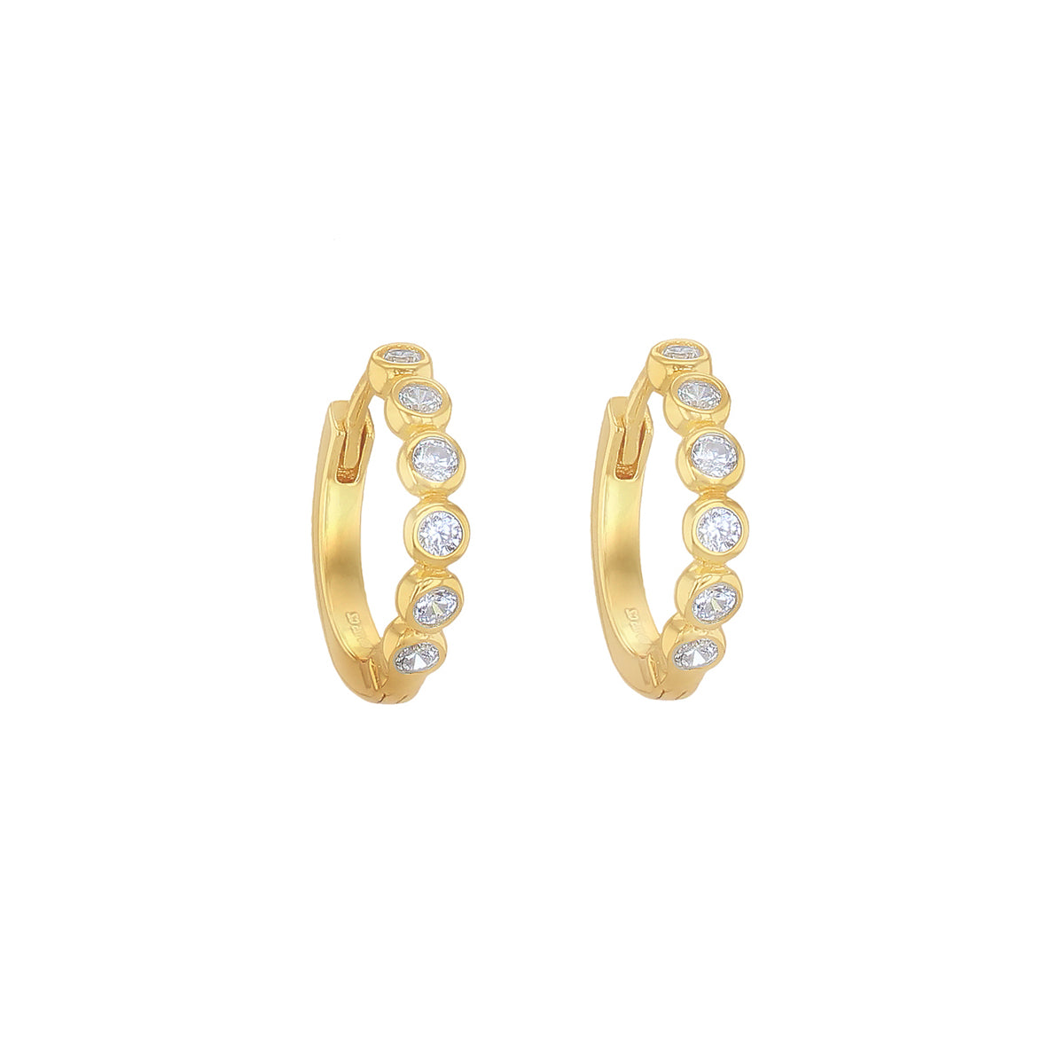 Gold Vermeil 14mm Rubover Six Stone Huggies image 0
