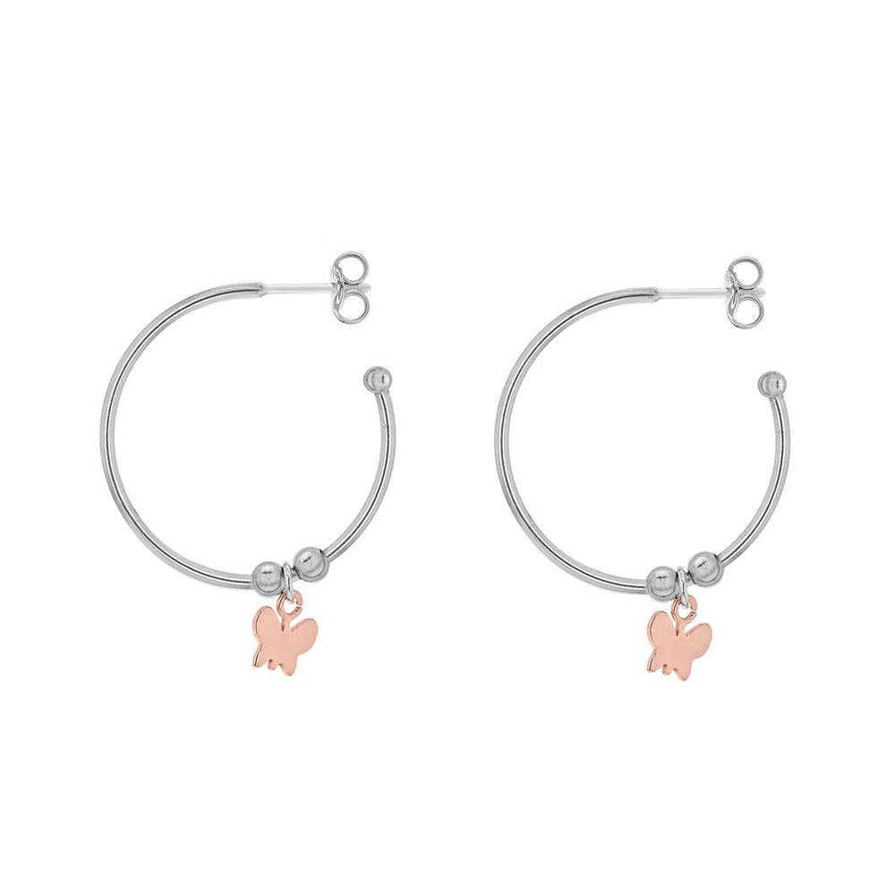Sterling Silver Butterfly Drop Hoop Earrings image 0