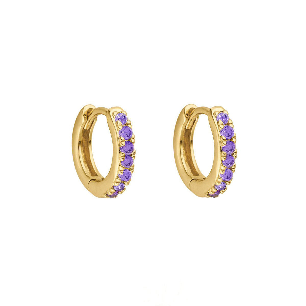 Gold Vermeil Mini Stone Set Indi Huggies image 0