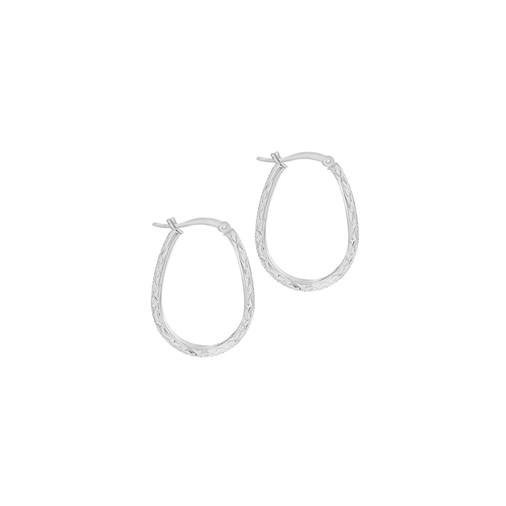 Sterling Silver Stardust Creole Oval Hoops image 2