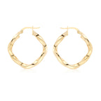9ct Yellow Gold 23mm Twist Square Creole Earrings image 0