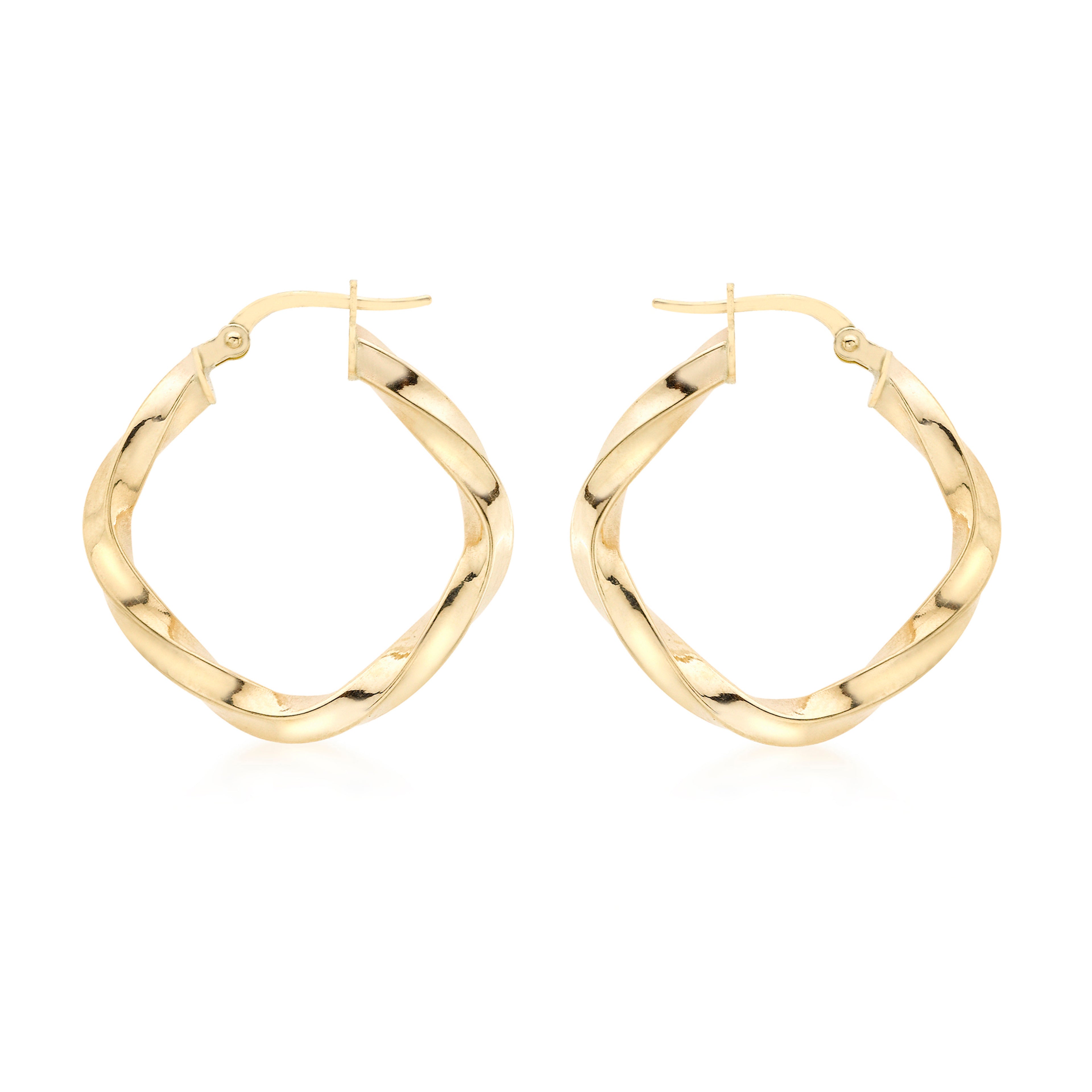 9ct Yellow Gold 23mm Twist Square Creole Earrings image 0
