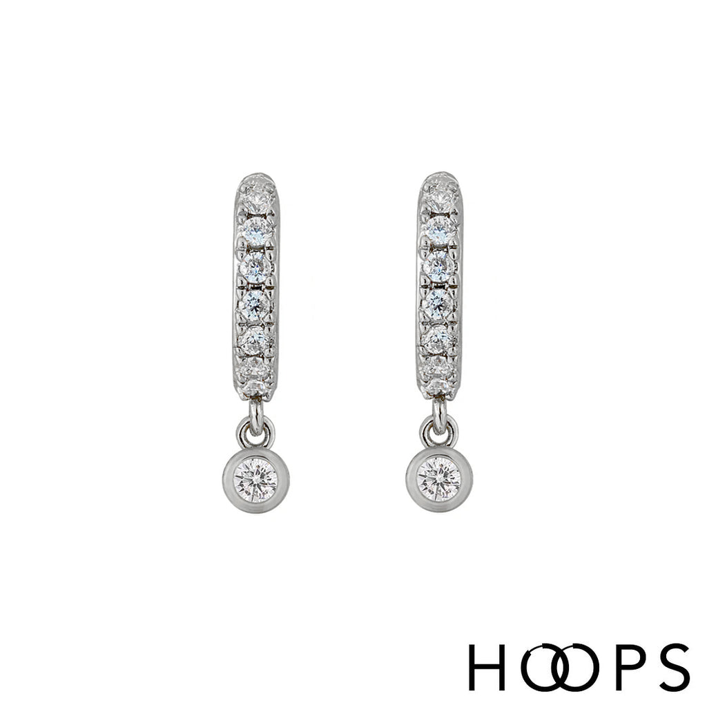 Sterling Silver Mini Stone Set Dini Drop Huggies image 1