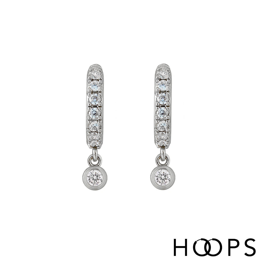 Sterling Silver Mini Stone Set Dini Drop Huggies image 1