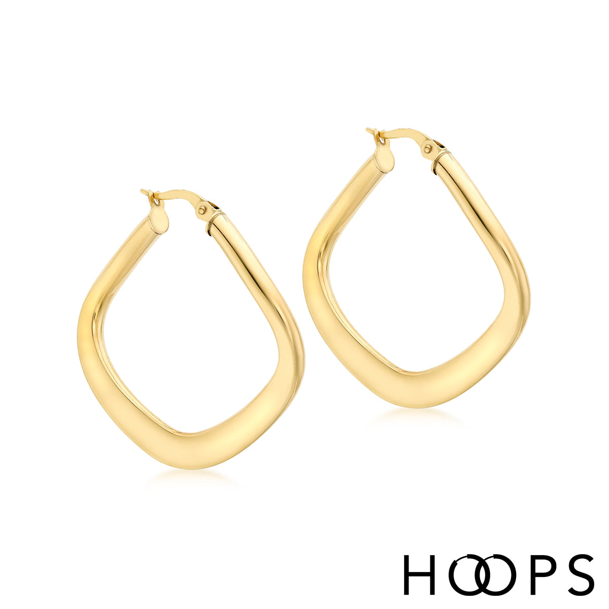 9ct Yellow Gold Curve Design Hoop Earrings image 0