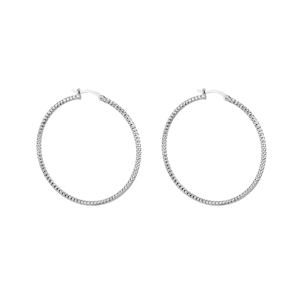 Sterling Silver 50mm Forever Bead Hoop Earrings image 0