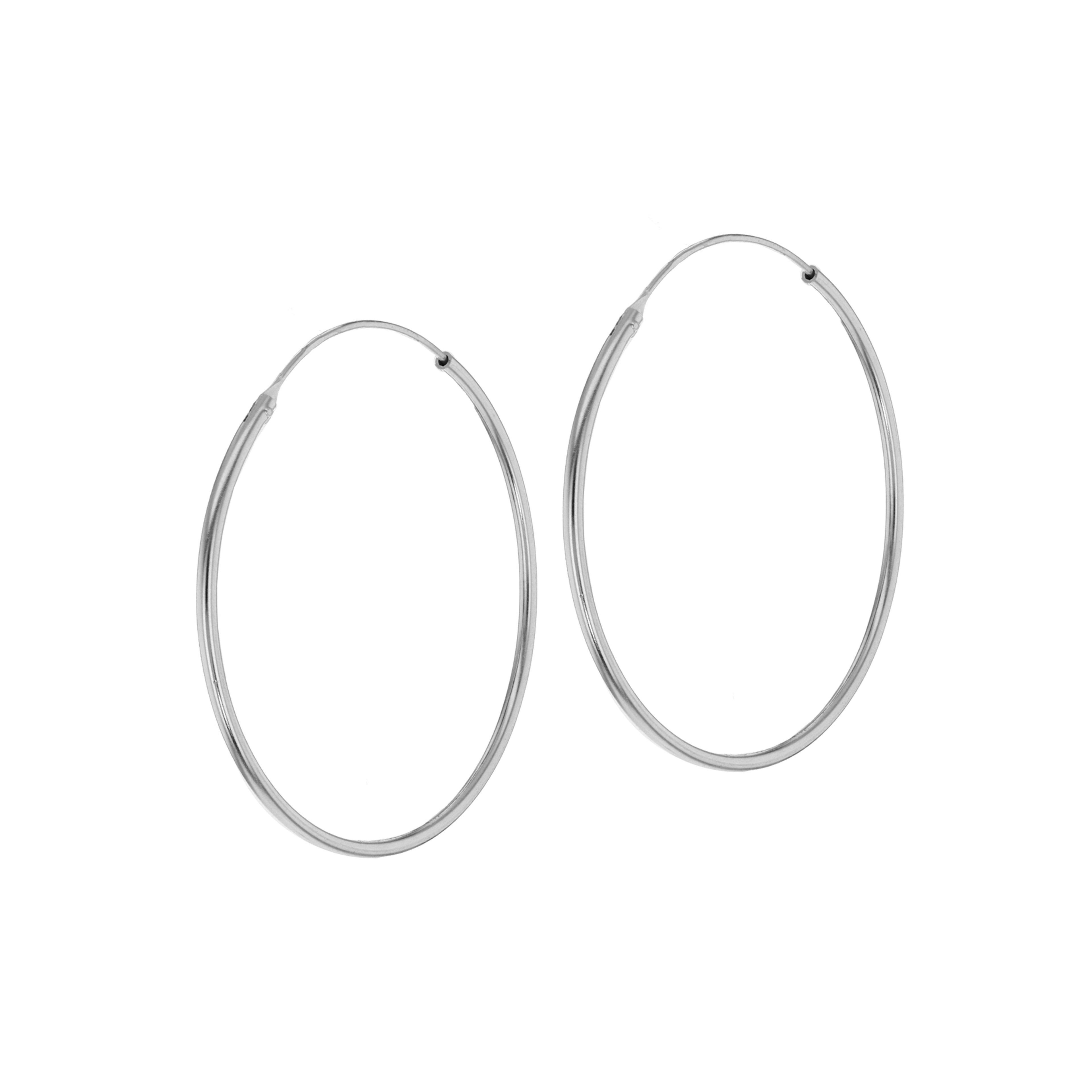 Sterling Silver 40mm Classic Hoop Earrings image 0