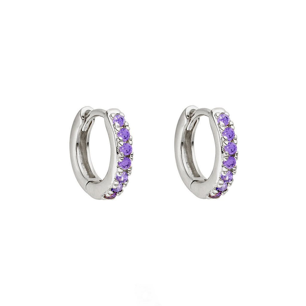 Sterling Silver Mini Stone Set Indi Huggies image 1
