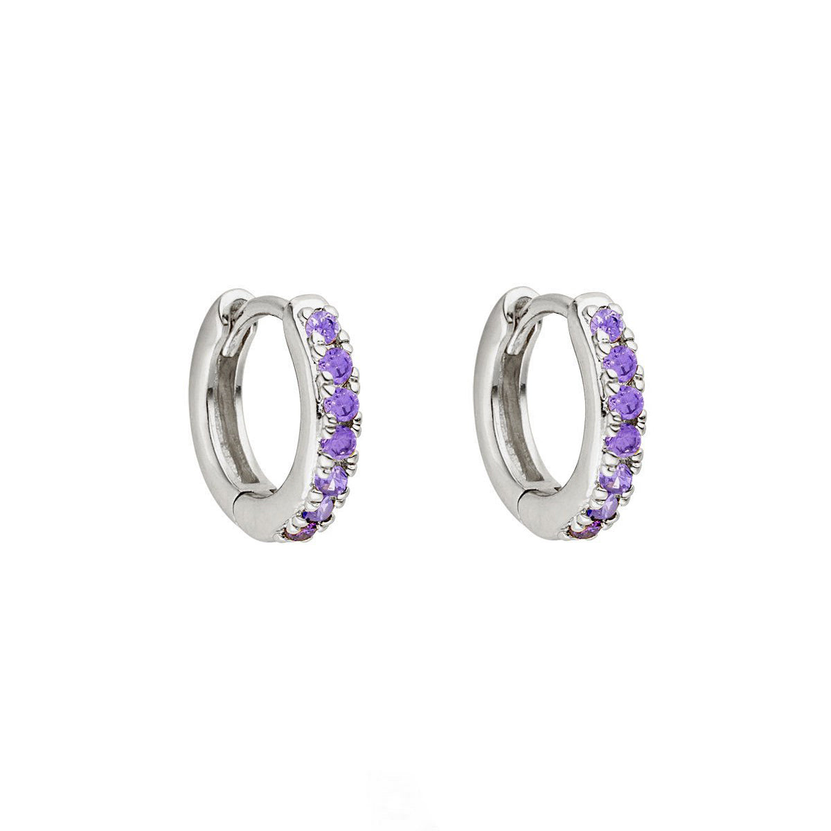 Sterling Silver Mini Stone Set Indi Huggies image 1