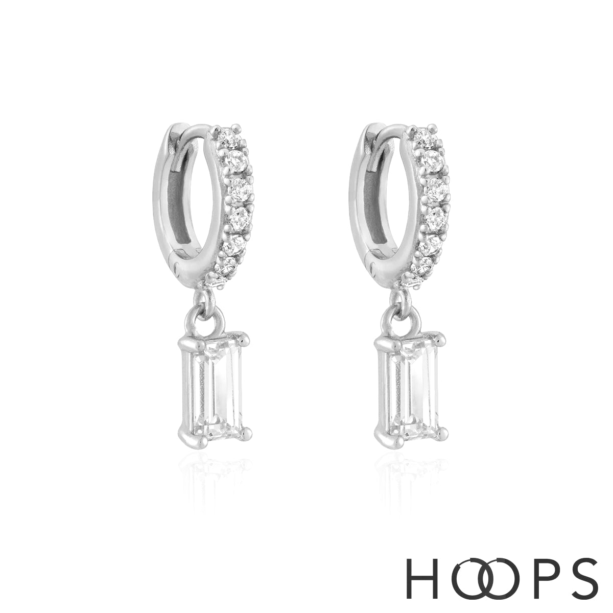 Sterling Silver Stone Set Alma Drop Huggies image 0