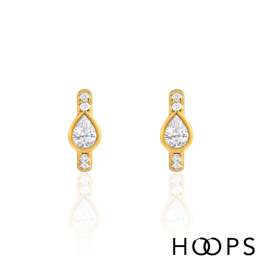 Yellow Gold Vermeil Mini Tear Drop Huggies image 1