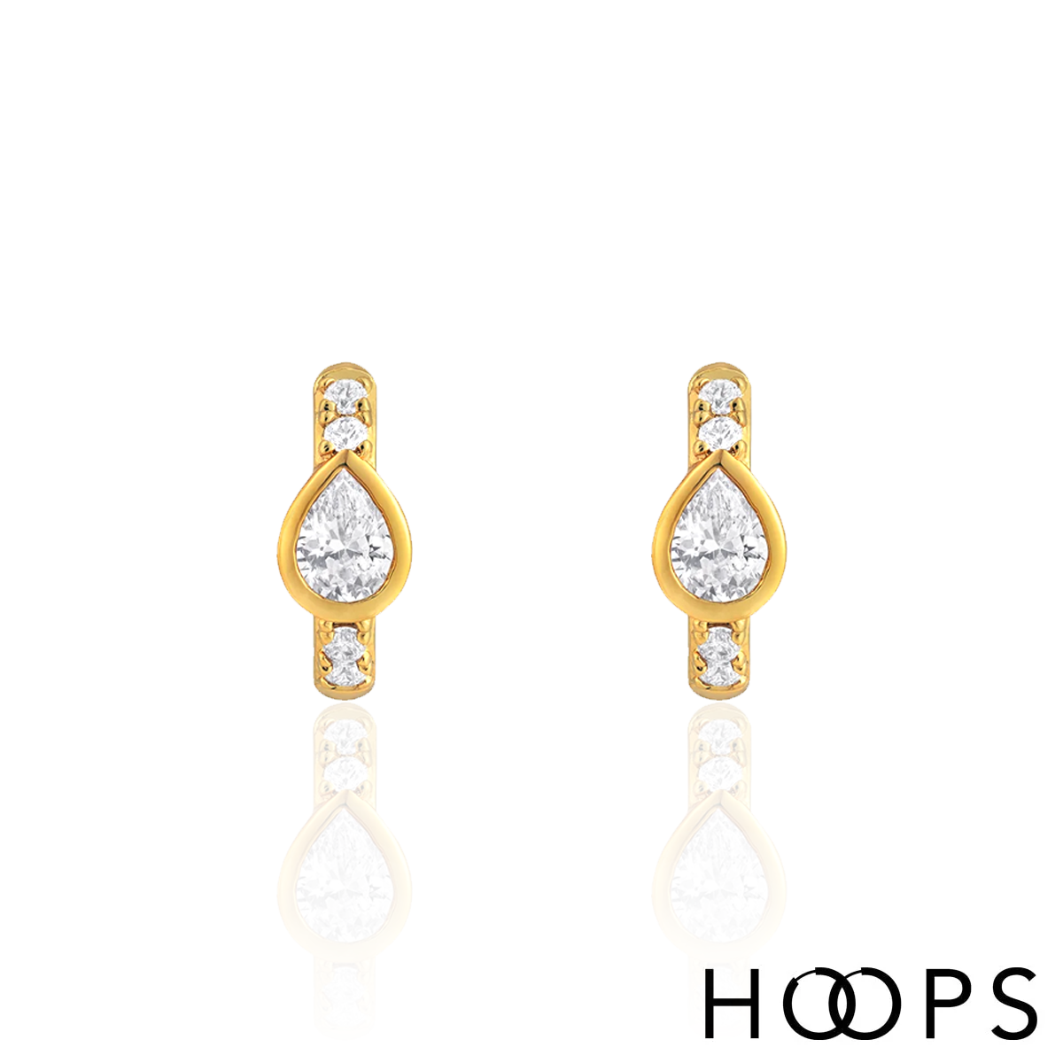 Yellow Gold Vermeil Mini Tear Drop Huggies image 1