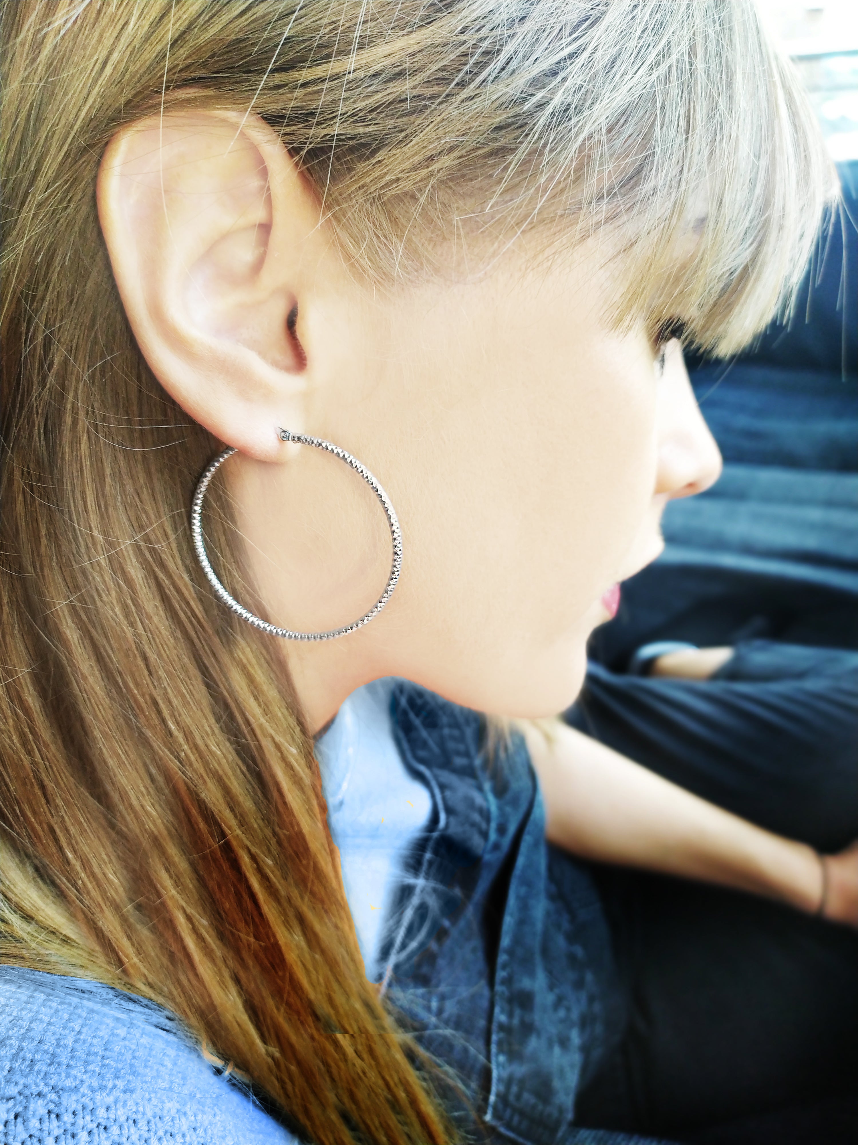 Sterling Silver 45mm Forever Bead Hoop Earrings image 3