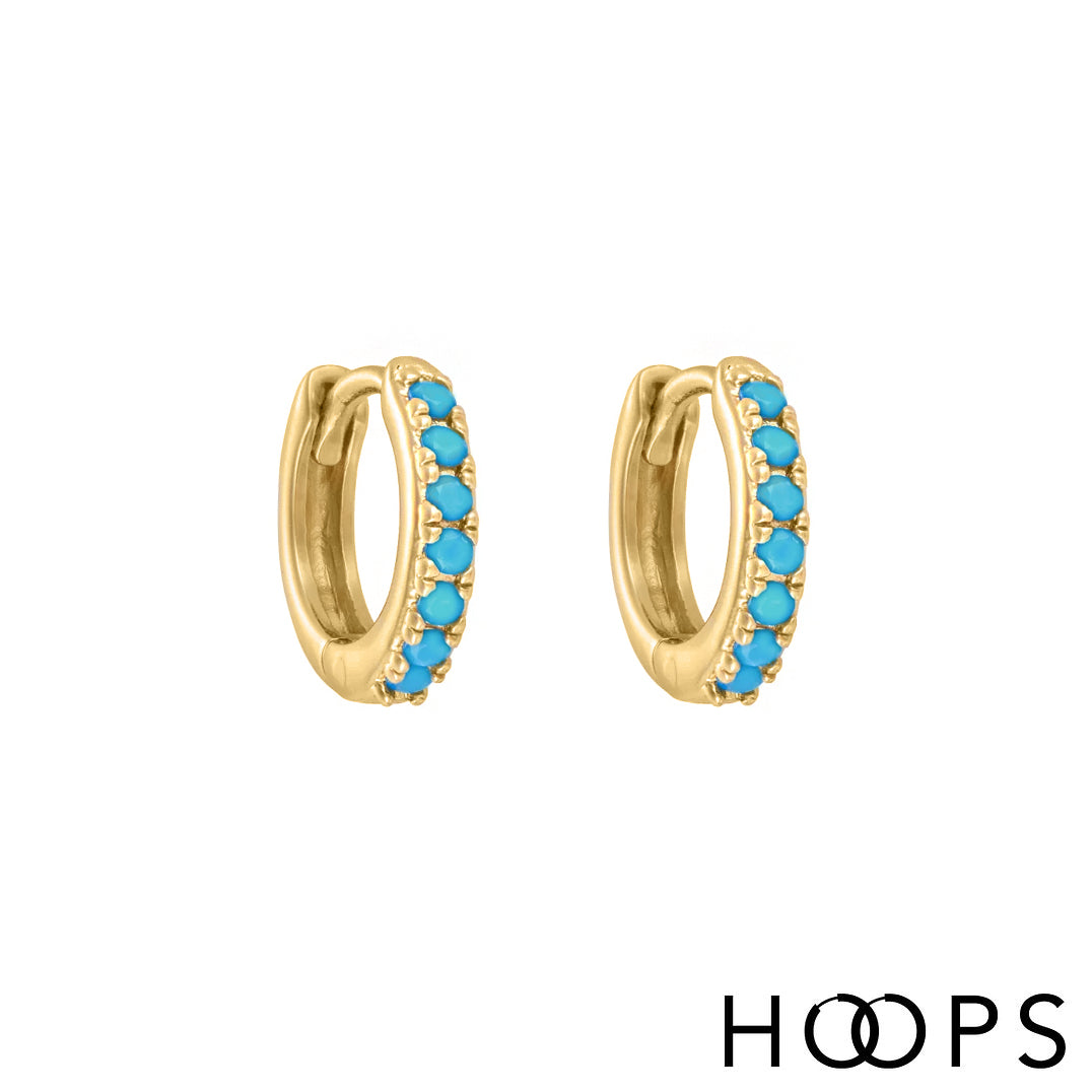 Gold Vermeil Mini Turquoise Elva Huggies image 0