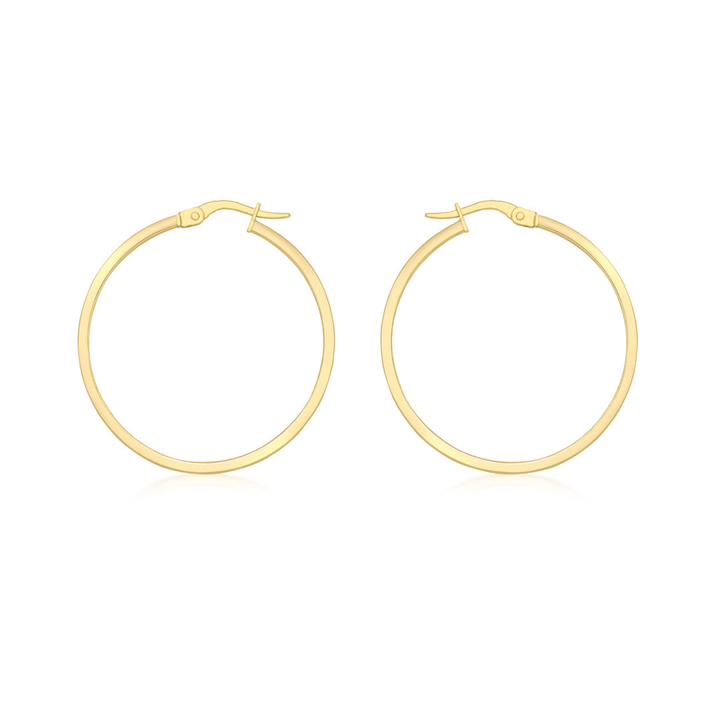 18ct Yellow Gold Luxury 30mm / 3mm Hoops image 0