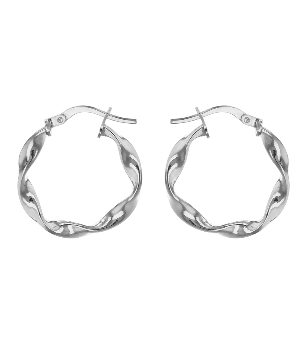 Sterling Silver Round Twist Hoops image 1