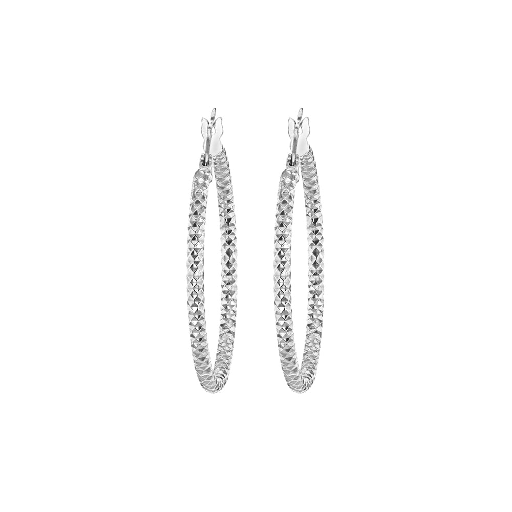 Sterling Silver 50mm Forever Bead Hoop Earrings image 1