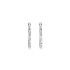 18ct White Gold Luxury Diamond Cut 18mm Hoops image 1