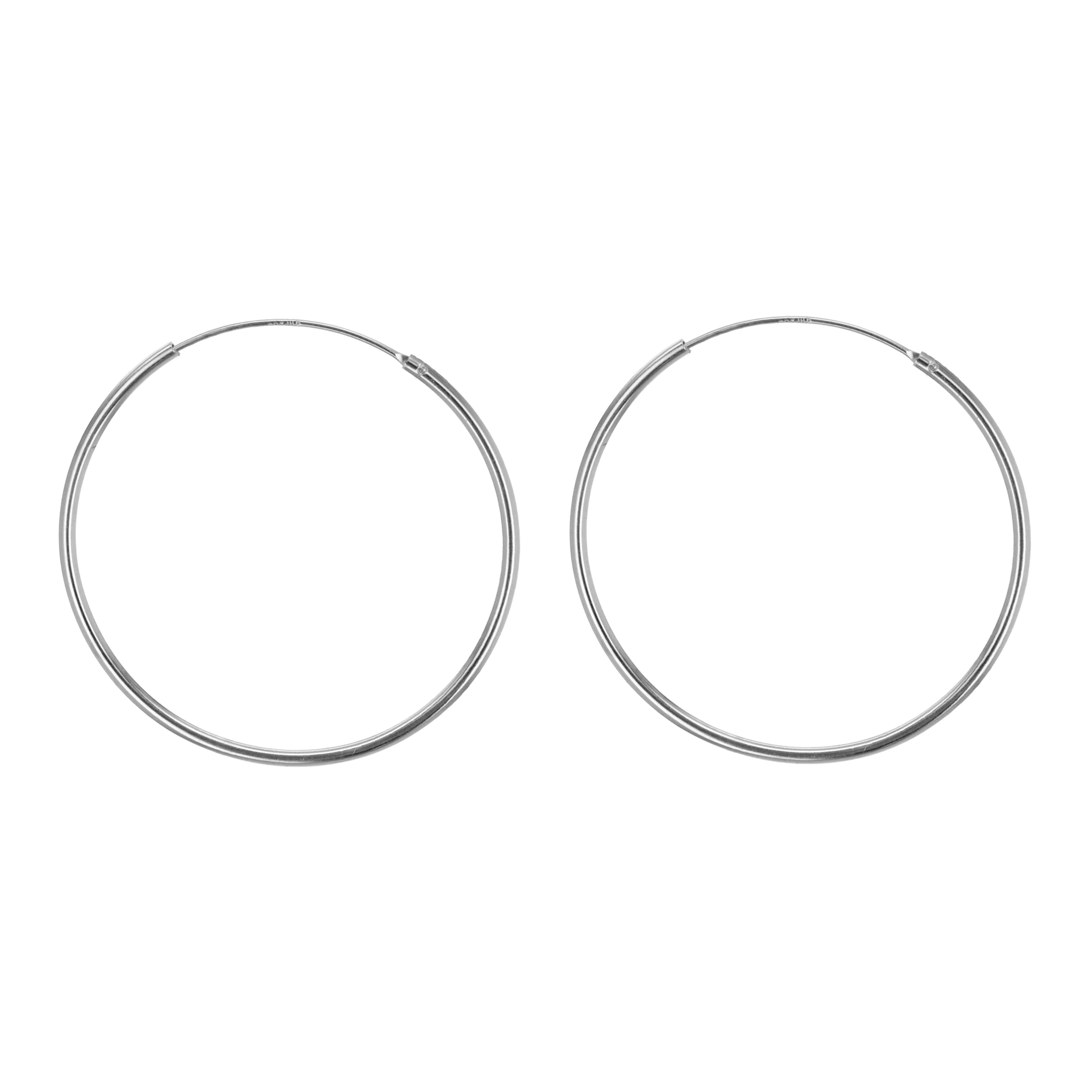 Sterling Silver 40mm Classic Hoop Earrings image 1