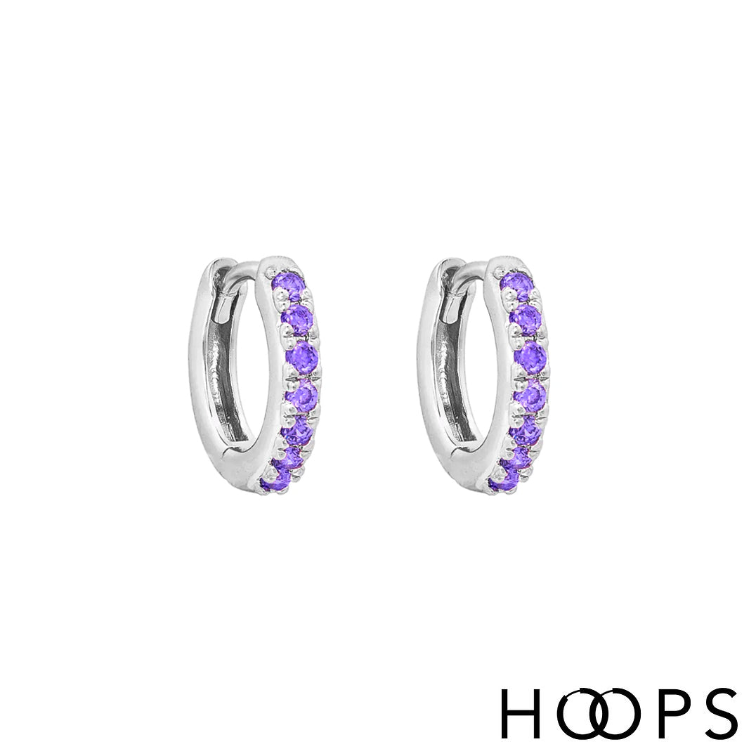 Sterling Silver Mini Stone Set Indi Huggies image 0