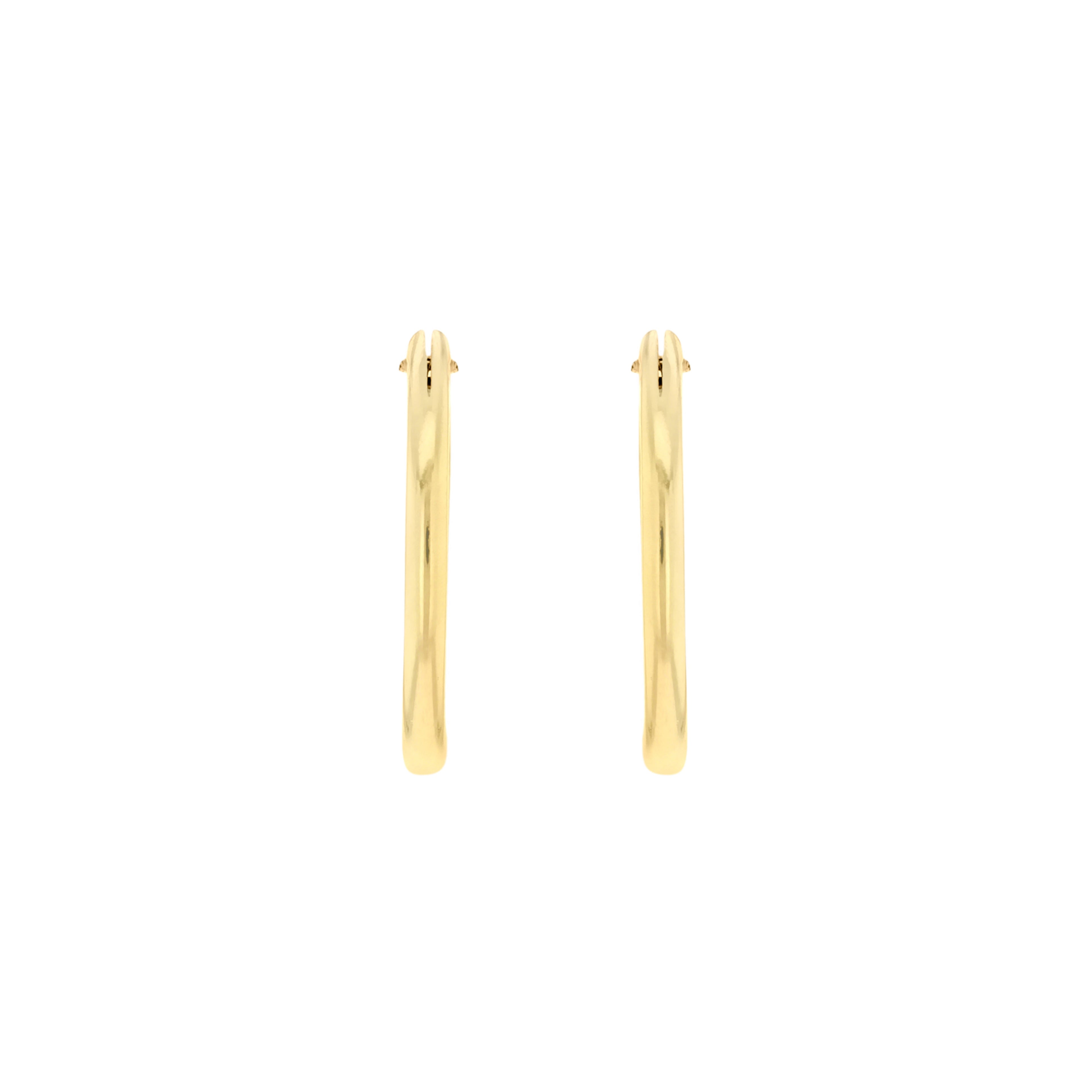 9ct Yellow Gold 22.5mm Plain Tube Hoop Earrings image 2