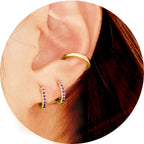Sterling Silver Mini Stone Set Indi Huggies image 2
