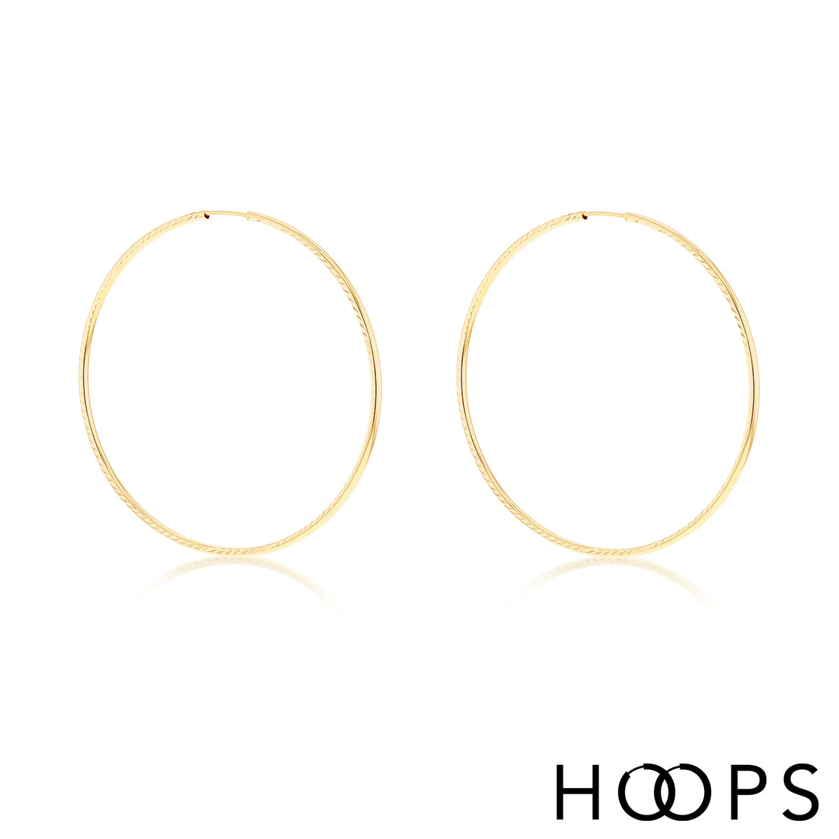 9ct Yellow Gold Faceted 52mm Hoop Earrings image 0