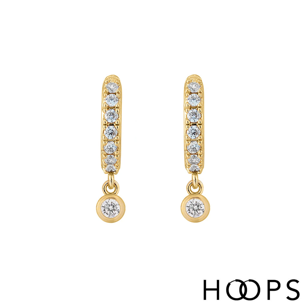 Yellow Gold Mini Stone Set Dini Huggies image 1