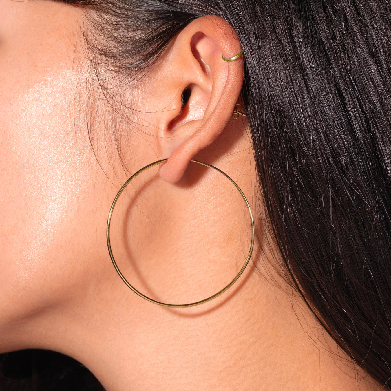 Yellow Gold Vermeil 50mm Classic Hoop Earrings image 1