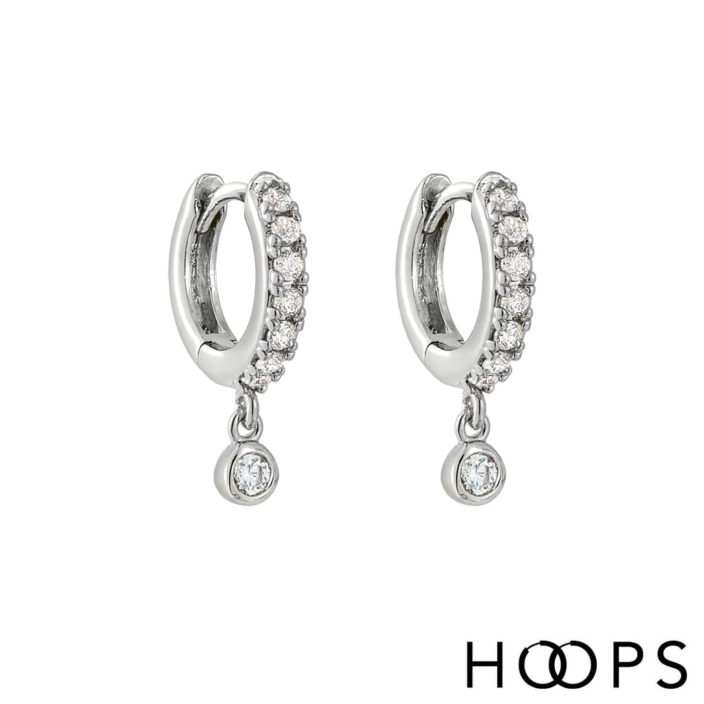 Sterling Silver Mini Stone Set Dini Drop Huggies image 0